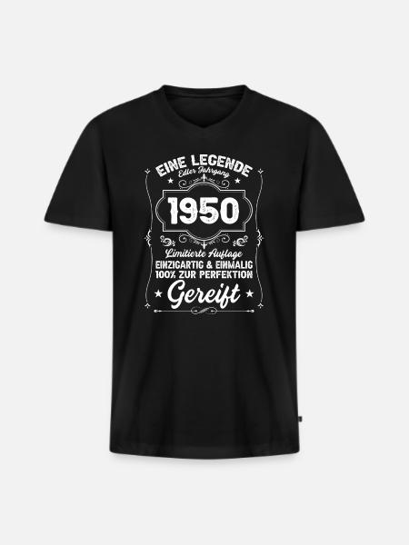 1950 - Männer Premium Bio T-Shirt mit V-Ausschnitt - Schwarz