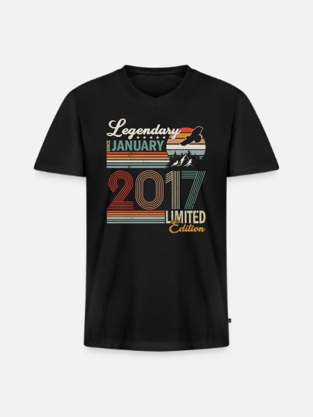 Legendary since January 2017 - Men's Premium Organic T-shirt with V-neck - black