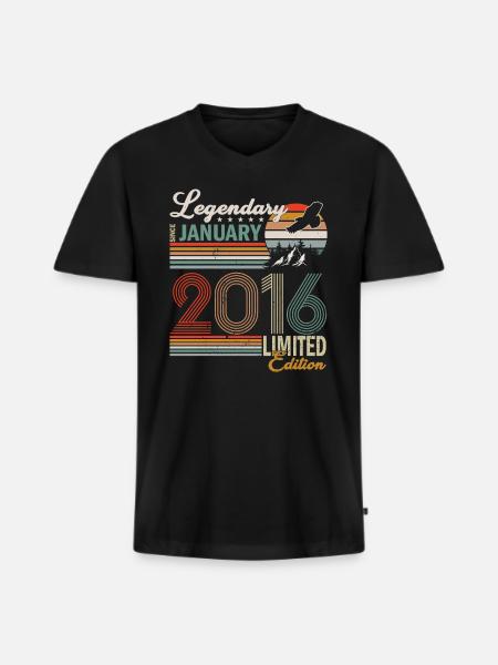Legendary since January 2016 - Men's Premium Organic T-shirt with V-neck - black