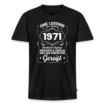 50. Geburtstag Vintage 1971 Rock & Roll Geschenk - Männer Premium Bio T-Shirt mit V-Ausschnitt - Schwarz - Vorne - Nico (187cm)