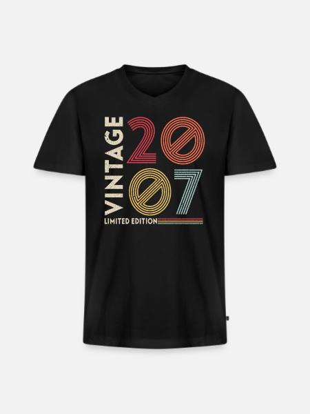 MILLÉSIME 2007 - T-shirt encolure en V Premium bio Homme - noir