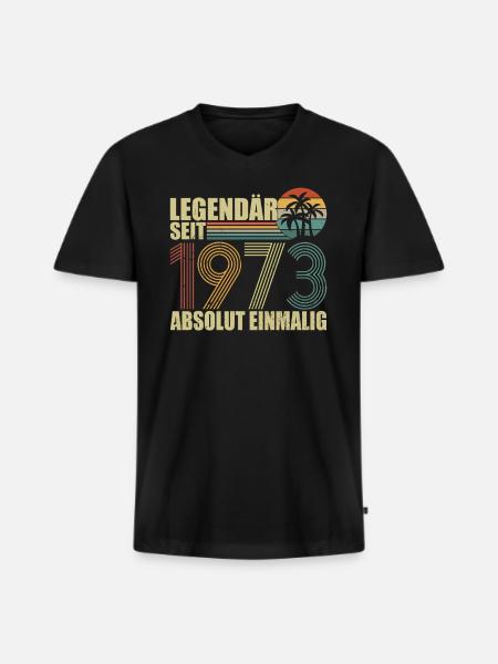 Legendär seit 1973 - Männer Premium Bio T-Shirt mit V-Ausschnitt - Schwarz