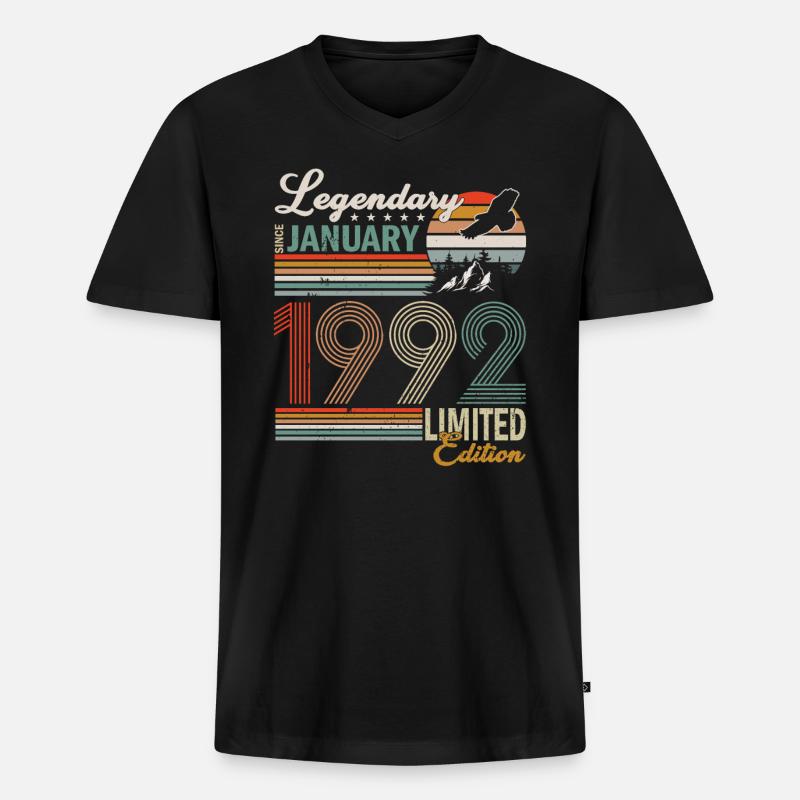 Januar 1992 - Männer Premium Bio T-Shirt mit V-Ausschnitt - Schwarz