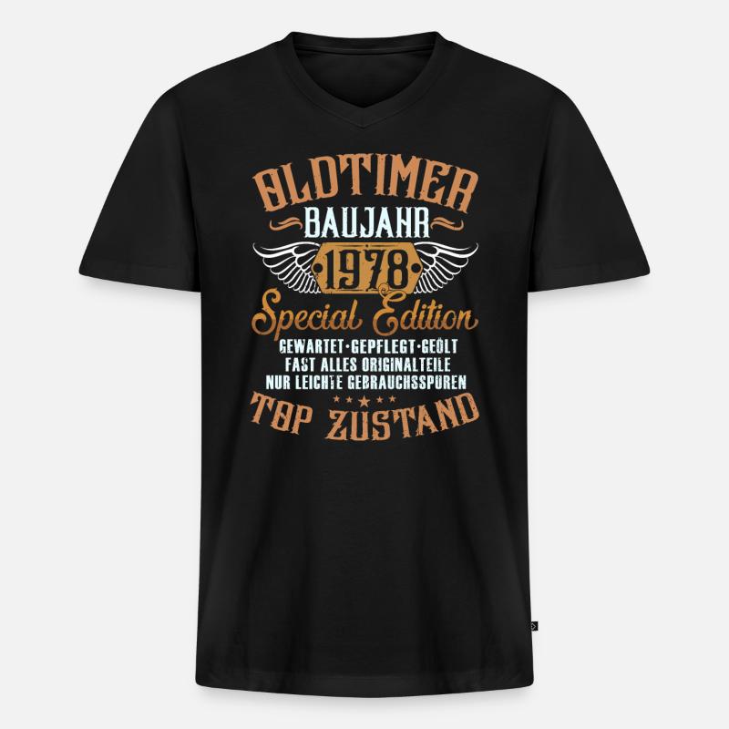 oldtimer 1978 originalzustand - Männer Premium Bio T-Shirt mit V-Ausschnitt - Schwarz