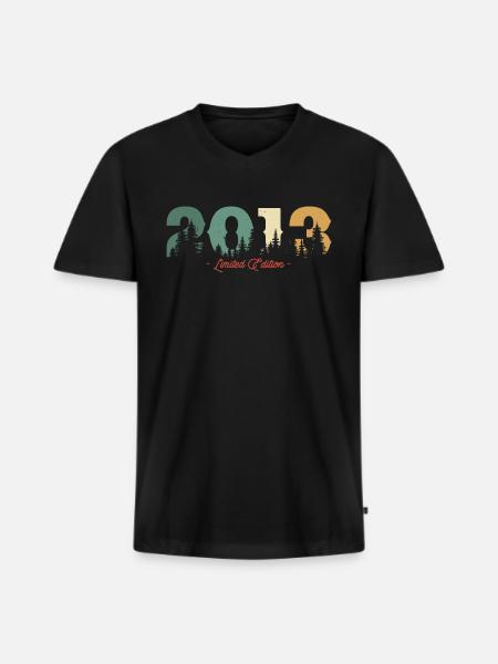 2013 Limitierte Edition - Männer Premium Bio T-Shirt mit V-Ausschnitt - Schwarz