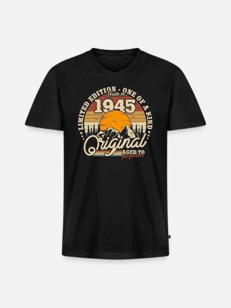 1945 Birthday Gift - Men's Premium Organic T-shirt with V-neck - black