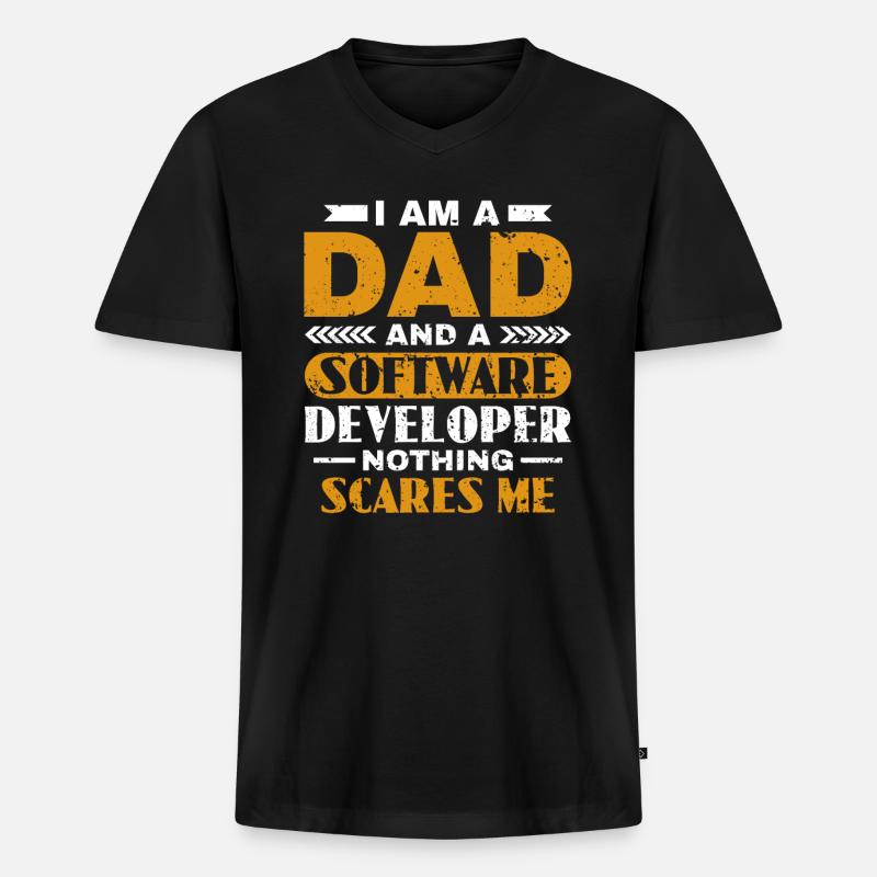 Software Developer Dad - Software Programmierer - Männer Premium Bio T-Shirt mit V-Ausschnitt - Schwarz