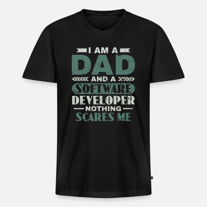 Software Developer Dad - Software Programmierer - Männer Premium Bio T-Shirt mit V-Ausschnitt - Schwarz