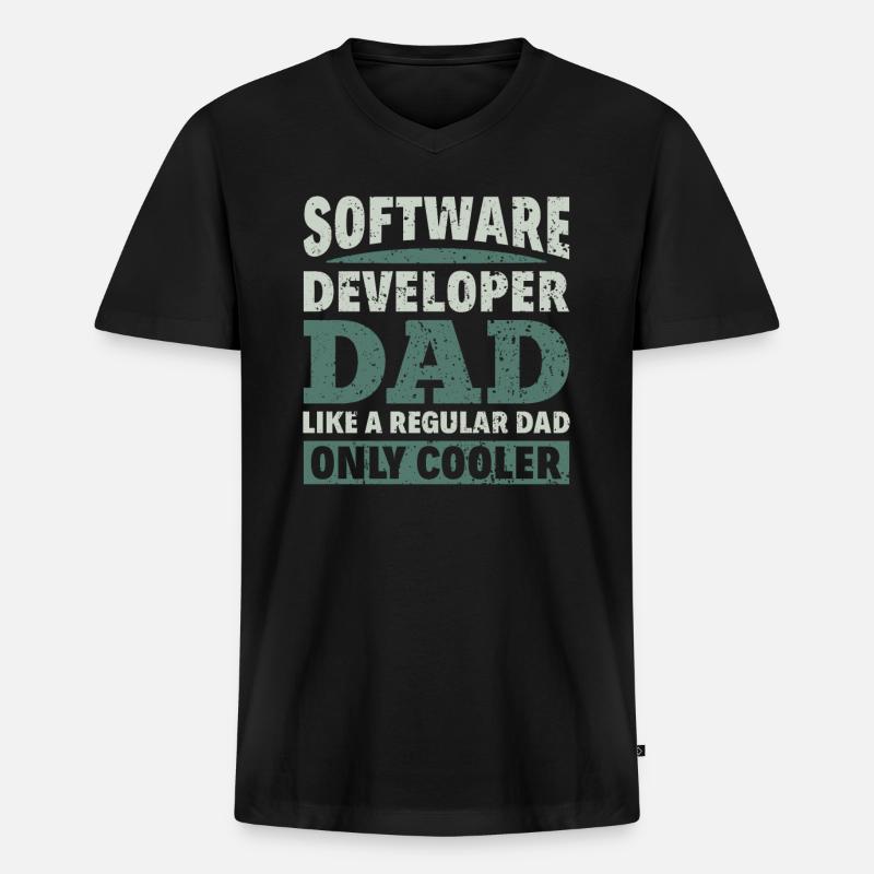 Software Developer Dad - Software Programmierer - Männer Premium Bio T-Shirt mit V-Ausschnitt - Schwarz