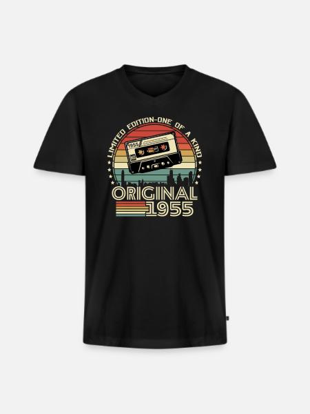 Classic Gift '55 - 68/69 Years - Men's Premium Organic T-shirt with V-neck - black