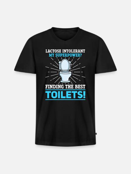 Lactose intolerant toilets - intolerance - Men's Premium Organic T-shirt with V-neck - black