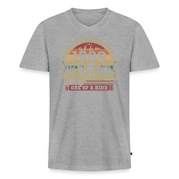 1989 Original Vintage Einzigartig Perfekt Gealtert - Männer Premium Bio T-Shirt mit V-Ausschnitt - Grau meliert - Vorne