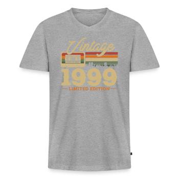 1999 - 24/25 anniversaire - T-shirt encolure en V Premium bio Homme - gris chiné - Devant