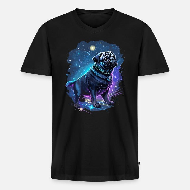mythischer Mops Hund - Männer Premium Bio T-Shirt mit V-Ausschnitt - Schwarz