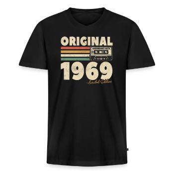 Original 1969er Legendenhits - Männer Premium Bio T-Shirt mit V-Ausschnitt - Schwarz - Vorne - Nico (187cm)