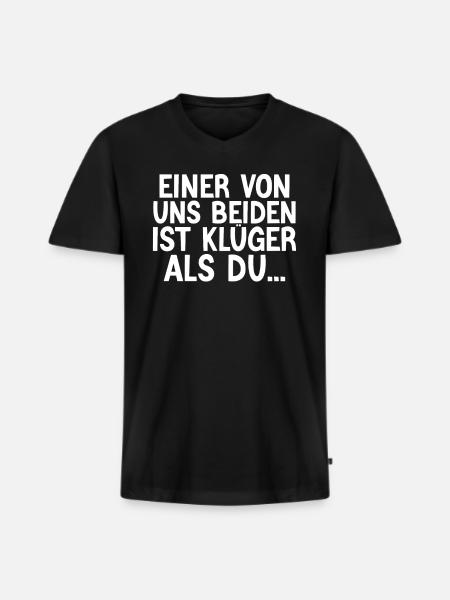 Kluger als Du - Männer Premium Bio T-Shirt mit V-Ausschnitt - Schwarz
