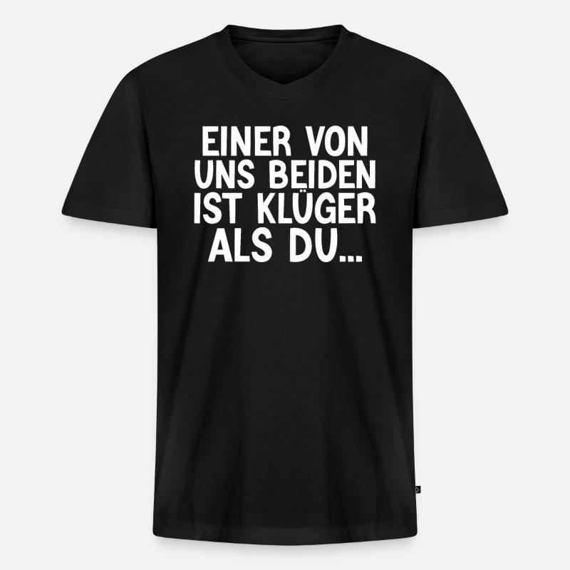 Kluger als Du - Männer Premium Bio T-Shirt mit V-Ausschnitt - Schwarz