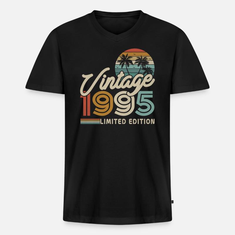 Vintage 1995 Geschenkidee - Männer Premium Bio T-Shirt mit V-Ausschnitt - Schwarz