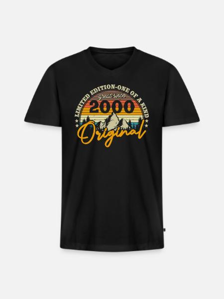 Jahrgang 2000 Geschenkidee - Männer Premium Bio T-Shirt mit V-Ausschnitt - Schwarz
