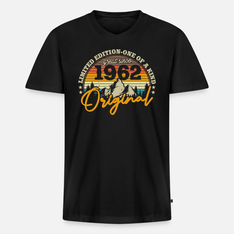 Retro 1962 Geschenkidee - Männer Premium Bio T-Shirt mit V-Ausschnitt - Schwarz