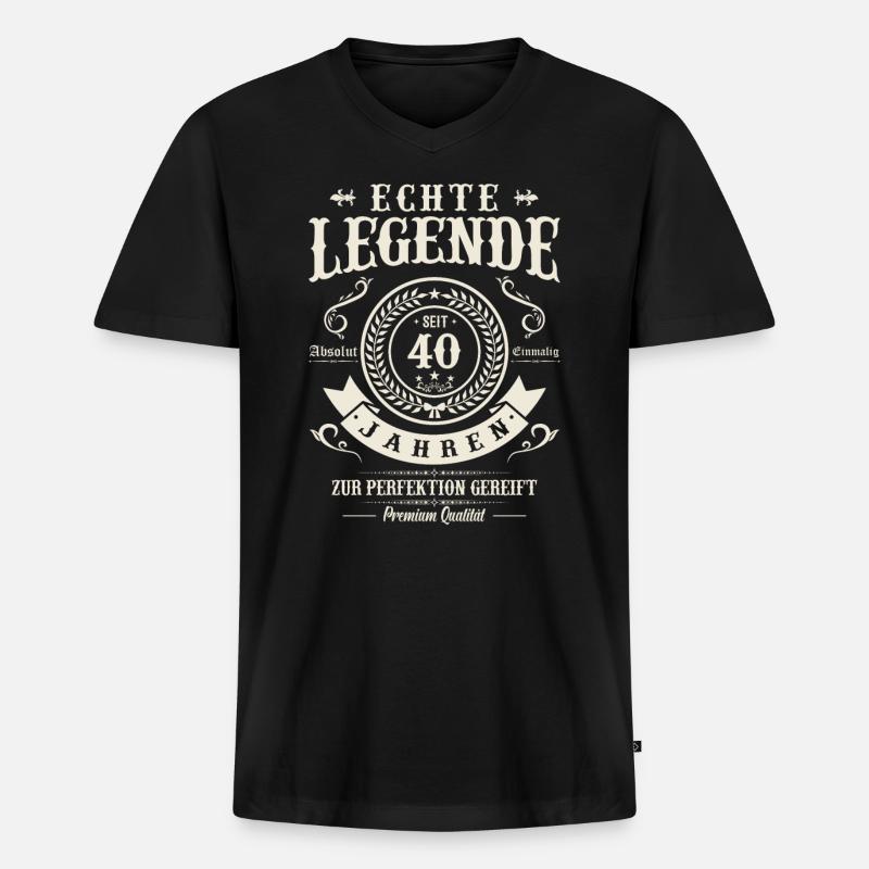 40 Jahre Perfektion - Männer Premium Bio T-Shirt mit V-Ausschnitt - Schwarz