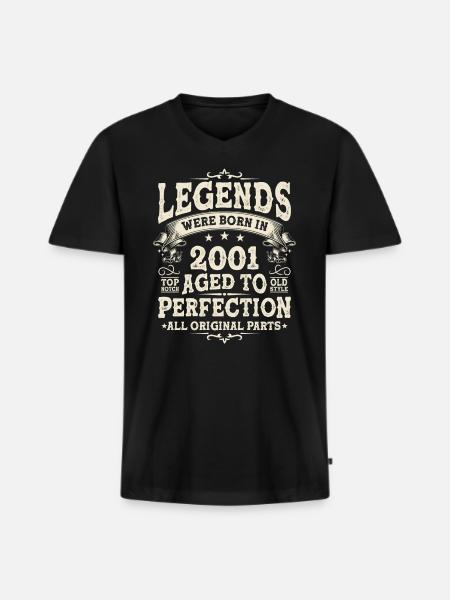 Legendary 2001 Birthday Legends - Men's Premium Organic T-shirt with V-neck - black