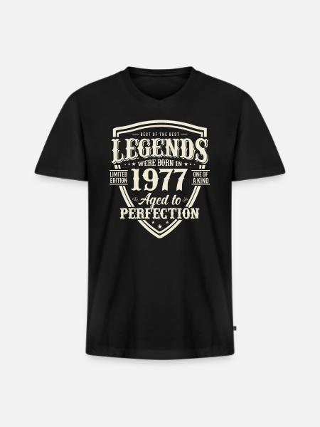 Legendary 1977 birthday present - Men's Premium Organic T-shirt with V-neck - black