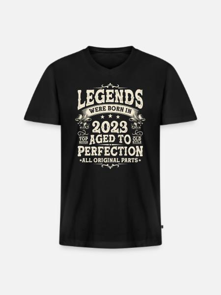 Legendary Birthday Gift Idea 2023 - Men's Premium Organic T-shirt with V-neck - black