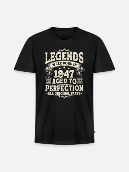 Birthday Legend '47 - Men's Premium Organic T-shirt with V-neck - black