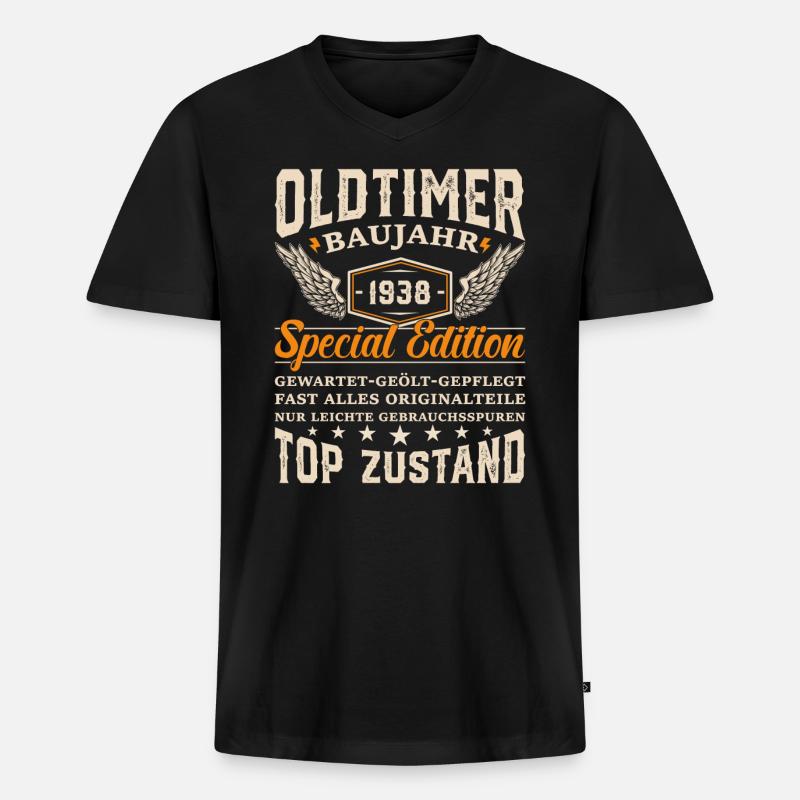 1938 Oldtimer Geschenk - Männer Premium Bio T-Shirt mit V-Ausschnitt - Schwarz
