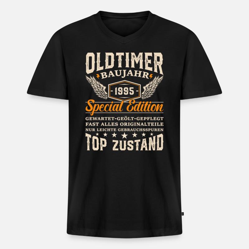 Nostalgisches Geschenk '95er Oldtimer - Männer Premium Bio T-Shirt mit V-Ausschnitt - Schwarz