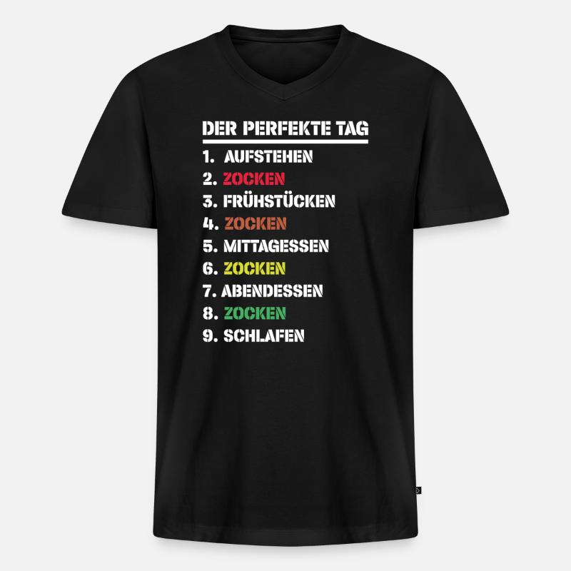 Zockertraum - Männer Premium Bio T-Shirt mit V-Ausschnitt - Schwarz