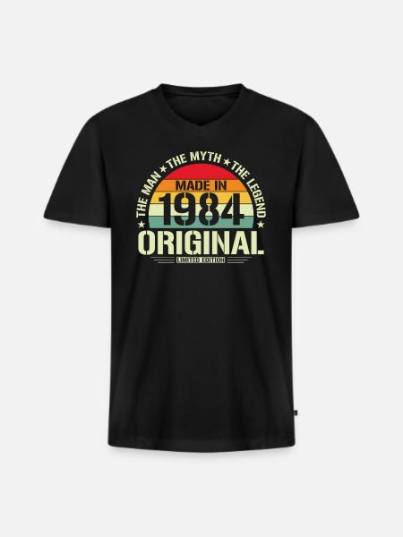Legendary 1984 - Men's Premium Organic T-shirt with V-neck - black