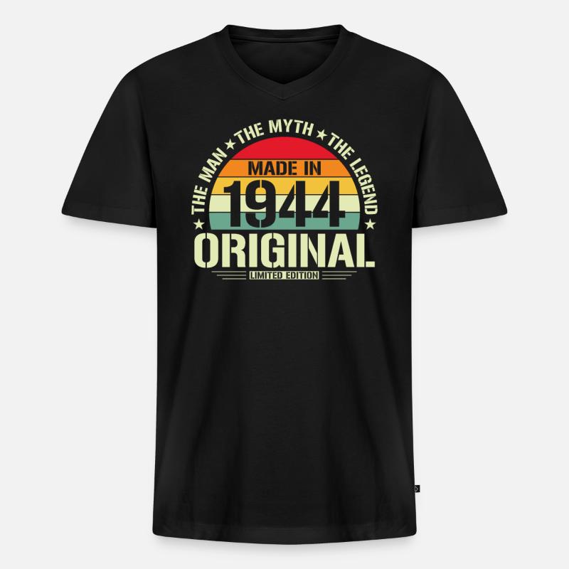 Klassiker 1944 - Männer Premium Bio T-Shirt mit V-Ausschnitt - Schwarz