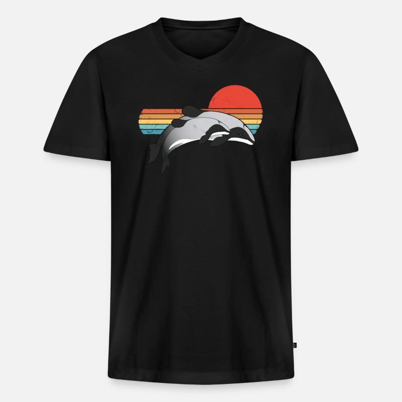 Neuseeland Maui Delfin - Männer Premium Bio T-Shirt mit V-Ausschnitt - Schwarz
