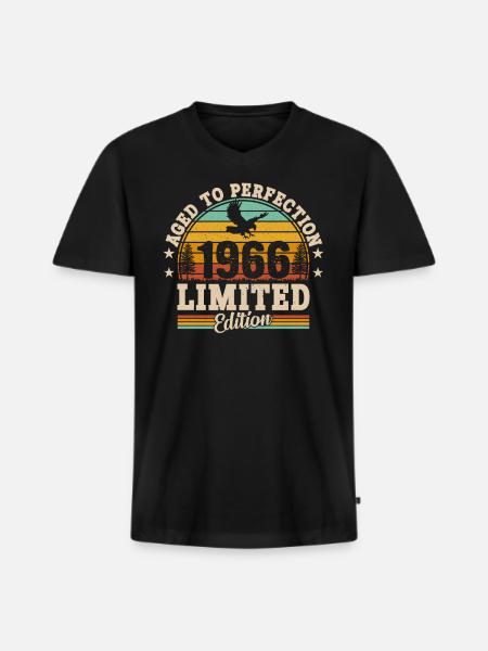 1966 - Ein Legendenjahrgang - Männer Premium Bio T-Shirt mit V-Ausschnitt - Schwarz