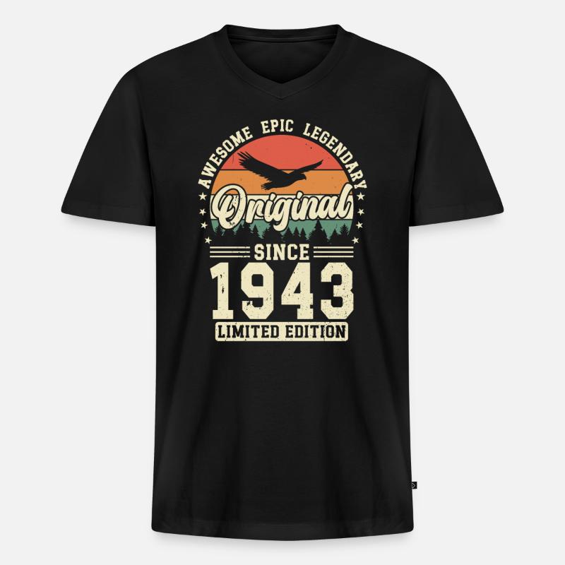 1943: Zeitlos Legendär - Männer Premium Bio T-Shirt mit V-Ausschnitt - Schwarz