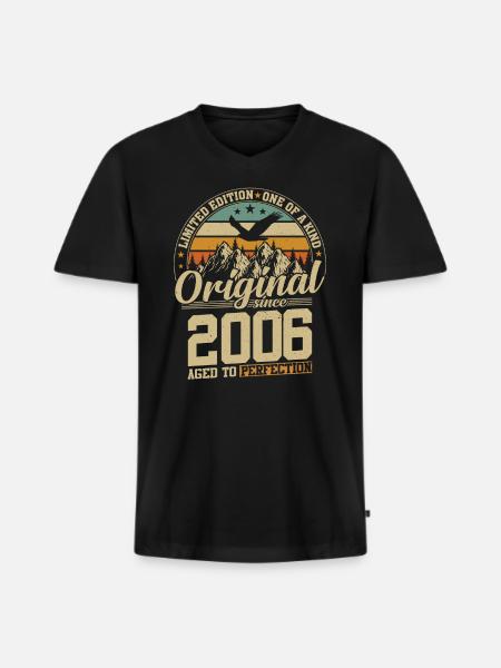Millésime 2006 Anniversaire - T-shirt encolure en V Premium bio Homme - noir