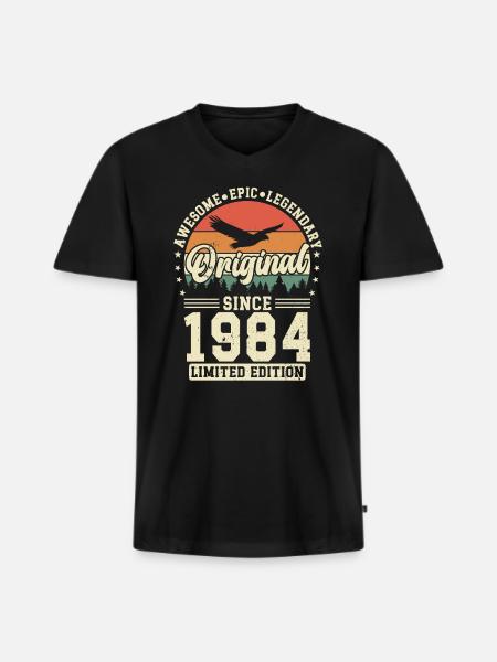 1984 Birthday - Men's Premium Organic T-shirt with V-neck - black