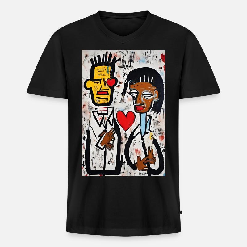 Helle urbane Liebe" - Männer Premium Bio T-Shirt mit V-Ausschnitt - Schwarz