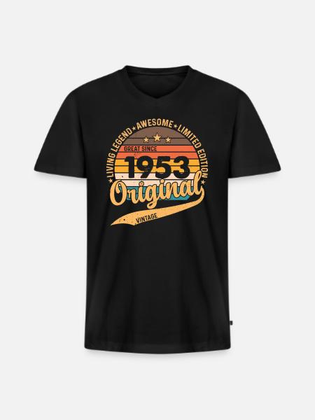 70 års fødselsdag årgang 1953 - Premium økologisk T-shirt med V-hals til mænd - sort