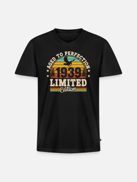 Legendary 85th birthday in 1939 - Men's Premium Organic T-shirt with V-neck - black