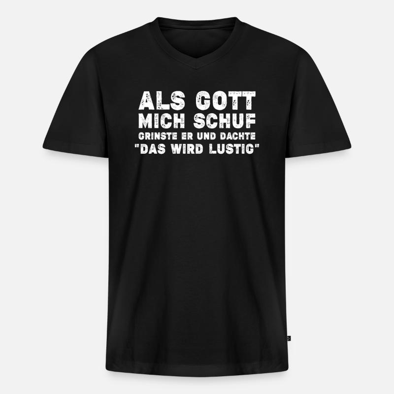 Göttlich Grinsen - Männer Premium Bio T-Shirt mit V-Ausschnitt - Schwarz