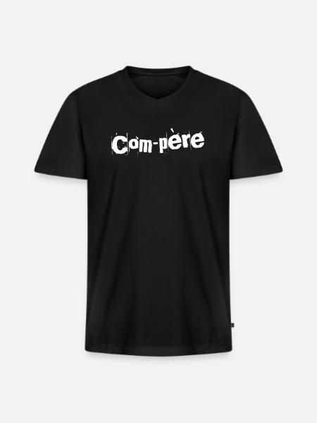 Papa Compagnon - T-shirt encolure en V Premium bio Homme - noir