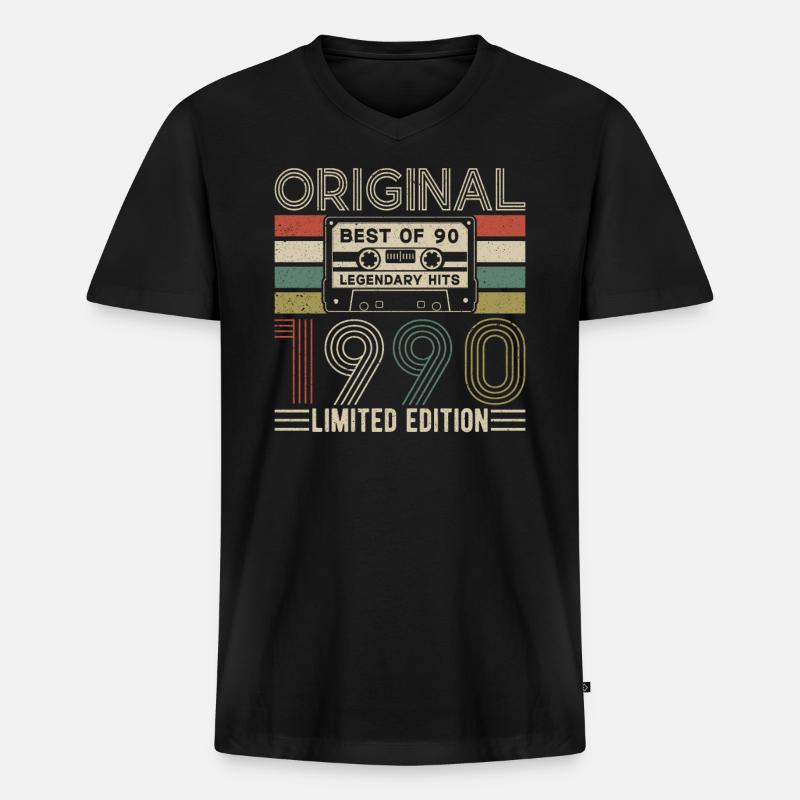 Legenden von 1990 - Männer Premium Bio T-Shirt mit V-Ausschnitt - Schwarz