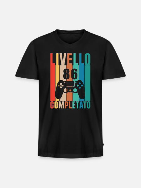 Level 86 Unlocked 86 Birthday - Men's Premium Organic T-shirt with V-neck - black