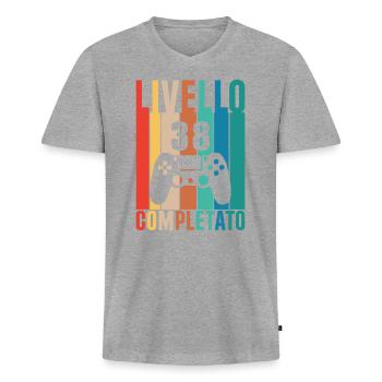 Niveau 38 - T-shirt encolure en V Premium bio Homme - gris chiné - Devant