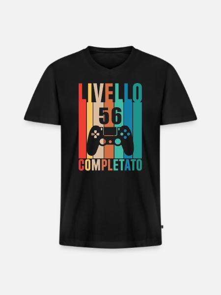 Stufe 56 - Männer Premium Bio T-Shirt mit V-Ausschnitt - Schwarz