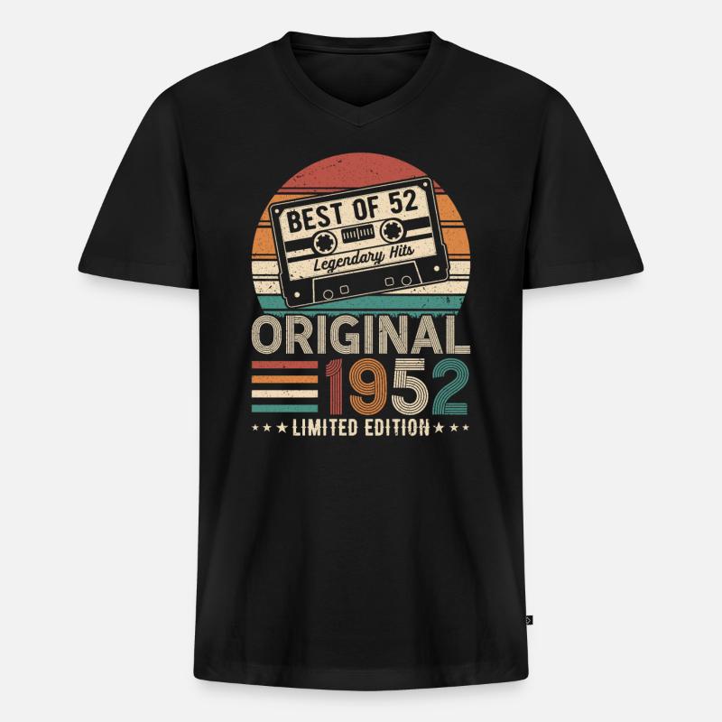 Geboren 1952 Legenden - Männer Premium Bio T-Shirt mit V-Ausschnitt - Schwarz