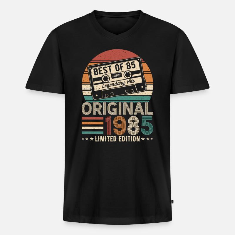 Legendär 1985 - Männer Premium Bio T-Shirt mit V-Ausschnitt - Schwarz